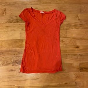 Orange v-neck tee
